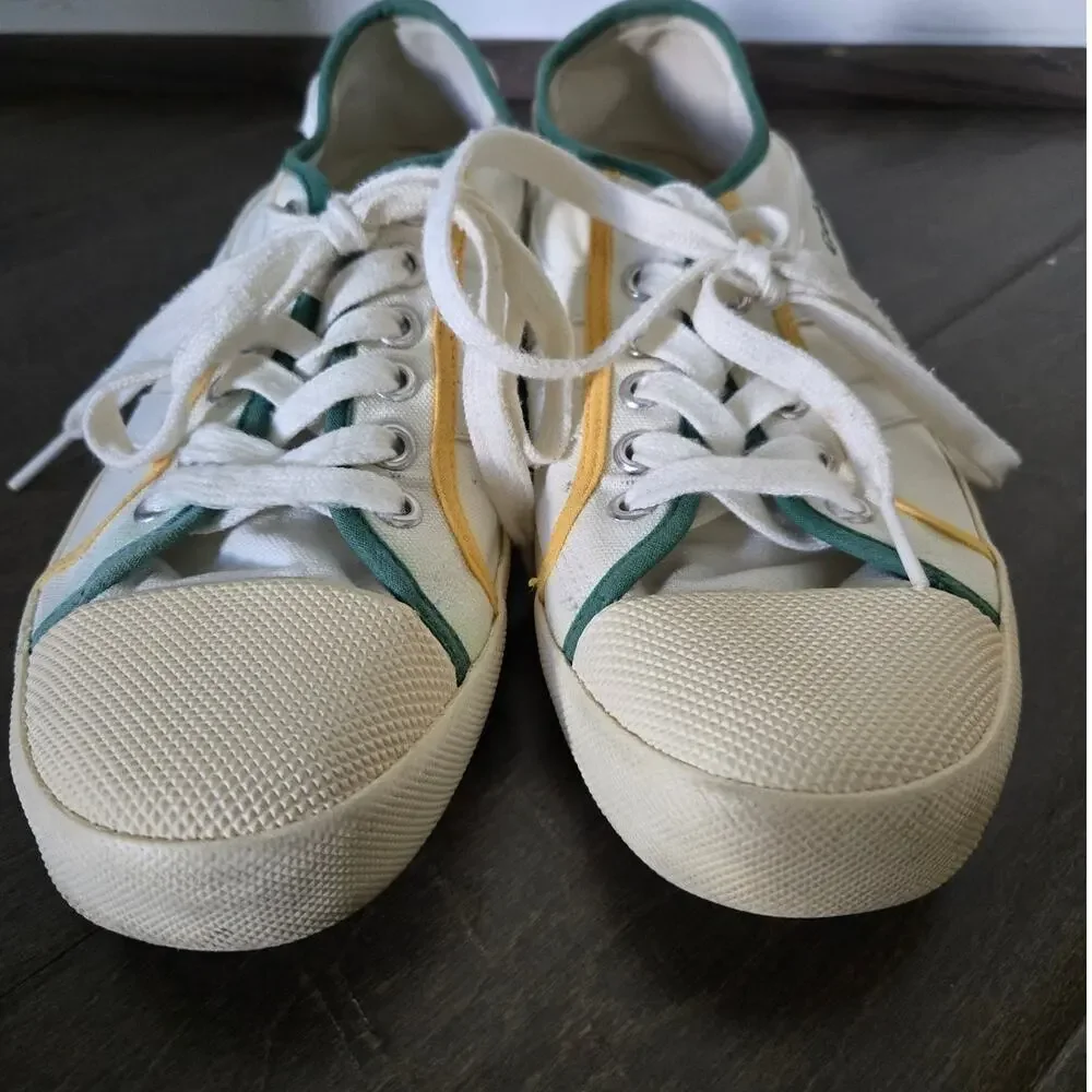 Gola Coaster Smash Canvas Sneakers White Green Yellow Women's Size 8
